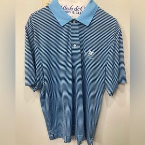 Cutter & Buck golf polo - Kapalua logo - navy/light blue striped - XL